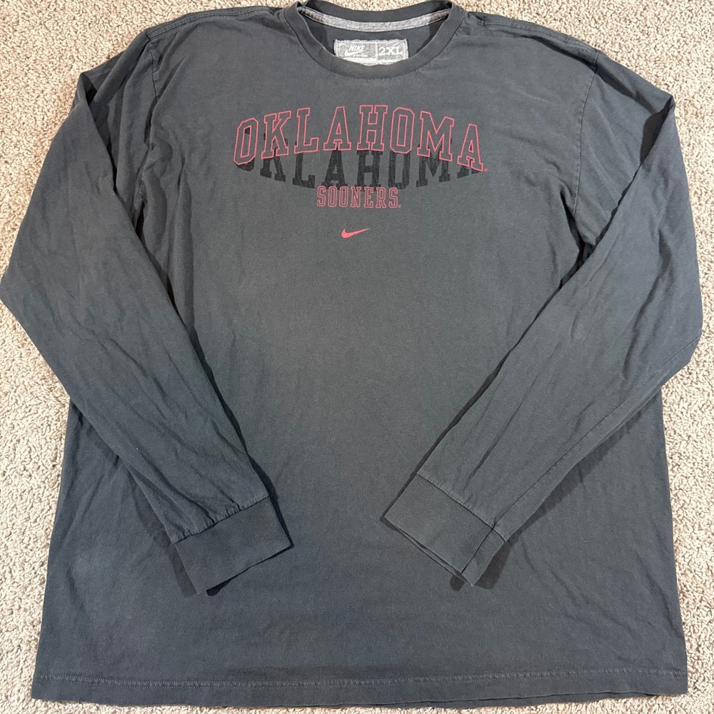Y2K Nike Oklahoma Sooners Men 2XL Black Good Long Sleeve Vintage Graphic Tee